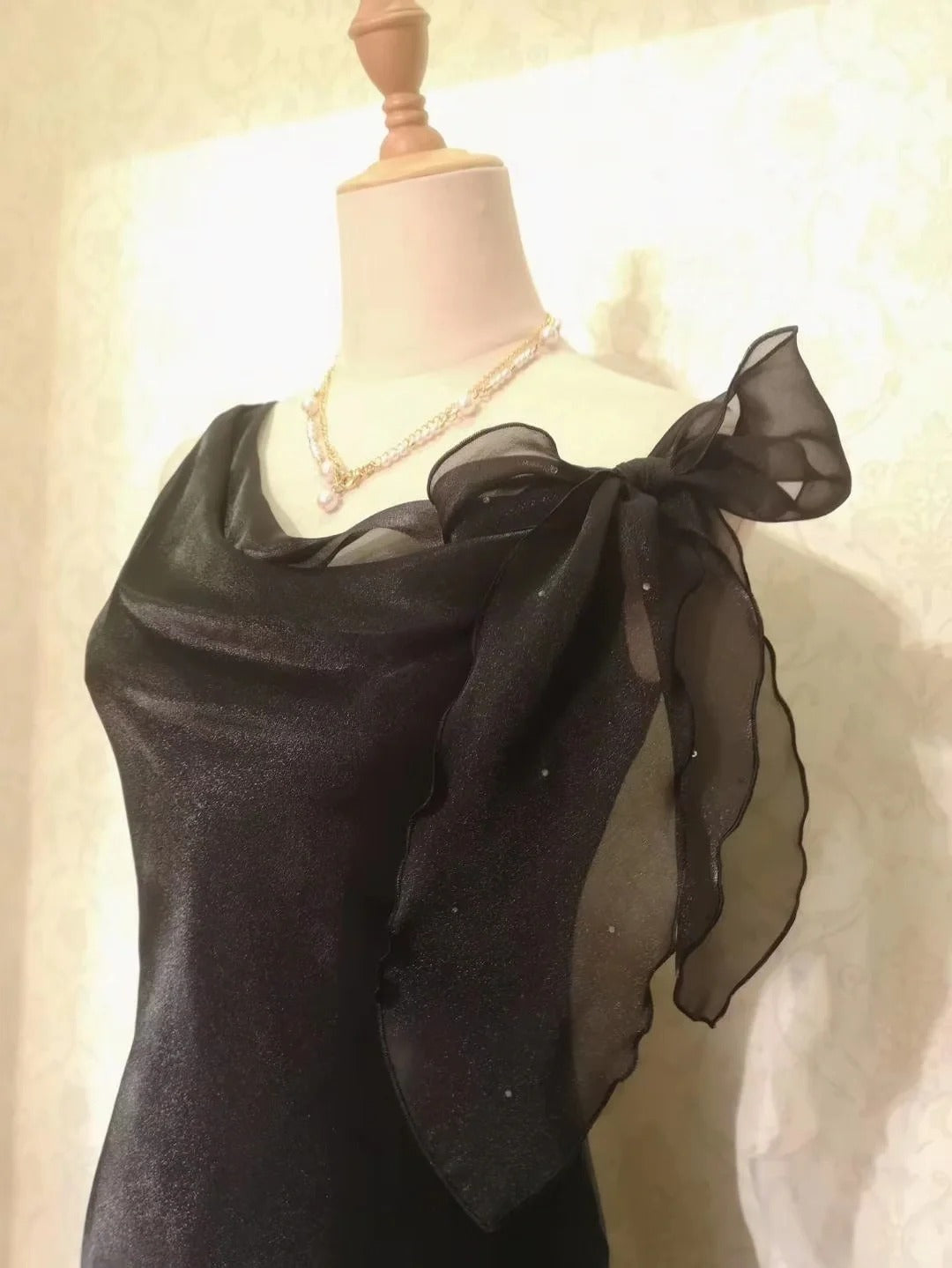 Vintage Prom Dresses 70s Mermaid Little Black Dress With Ruffle Tea Length Formal Outfits RB4298