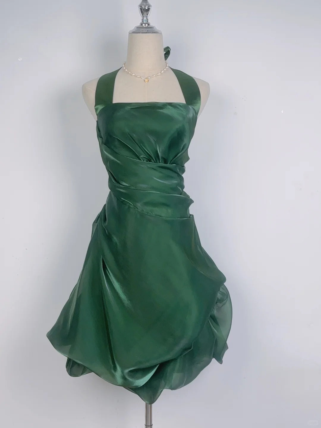 Ball Gown Halter Sleeveless Green 16th Birthday Dress Short Homecoming Dresses N4757