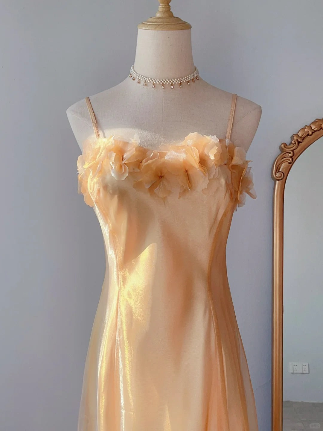 Vintage Prom Dresses Sheath Spaghetti Strap Yellow 80s Sleeveless Long Evening Formal Dress RB3232