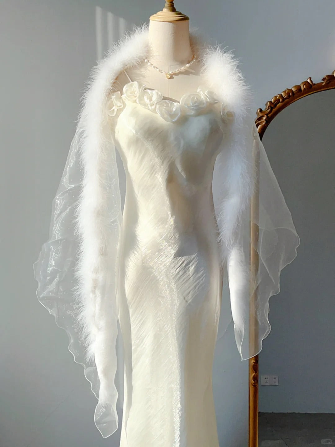 Vintage Prom Dresses 90s Mermaid Spaghetti Straps White With Flowers Sleeveless Floor Length Formal Outfits RB4256