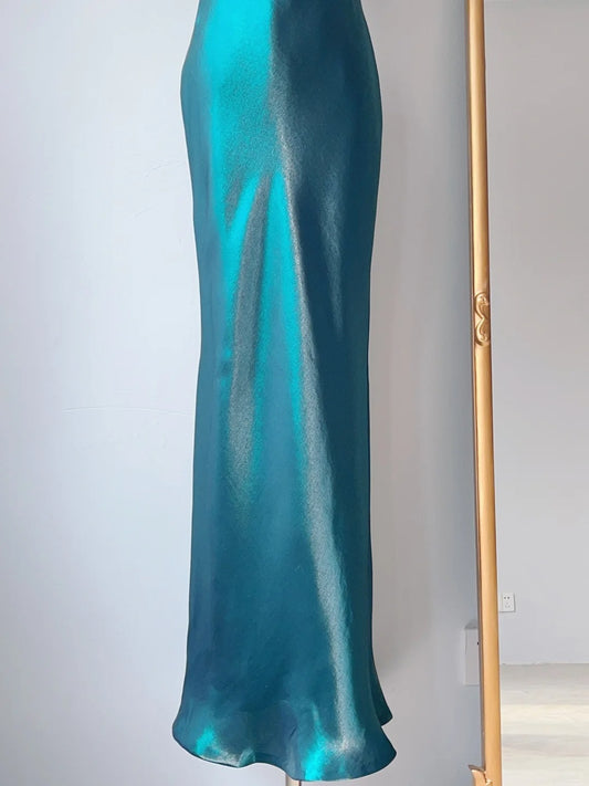 Vintage Prom Dresses 80s Sheath Cowl Neck Teal Blue Sleeveless Floor Length Evening Formal Outfits RB4267