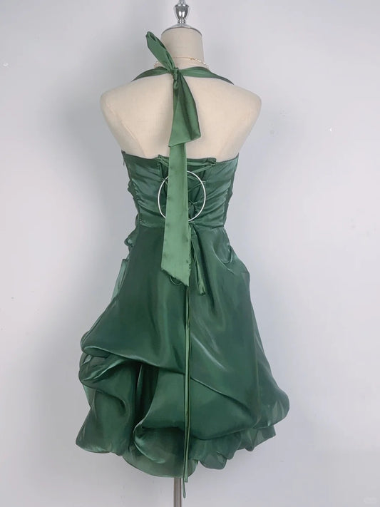 Ball Gown Halter Sleeveless Green 16th Birthday Dress Short Homecoming Dresses N4757