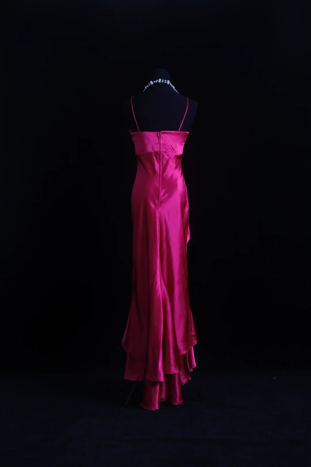 Retro High Low Halter Fuchsia Pink Long Floor Length Prom Dresses Formal Party Outfits RB3944