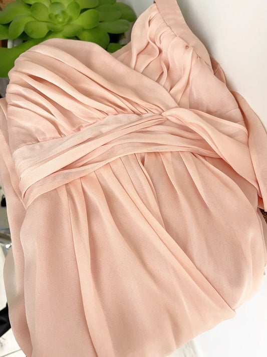Retro A line Halter Blush Pink Chiffon Tea Length Prom Dresses Formal Party Outfits RB3920