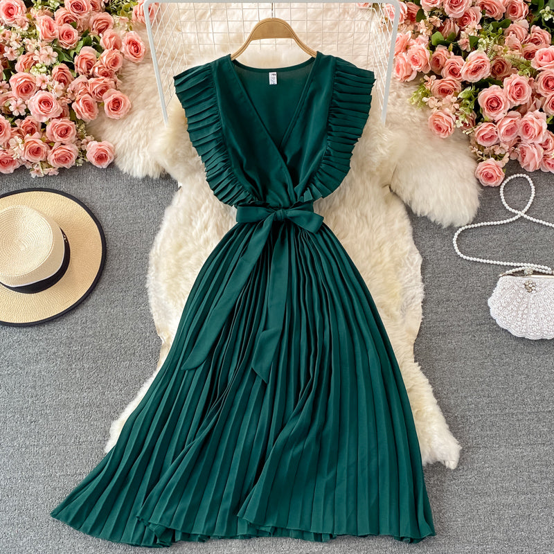 Simple V-neck Chiffon Short Dress Fashion Dress RF0027