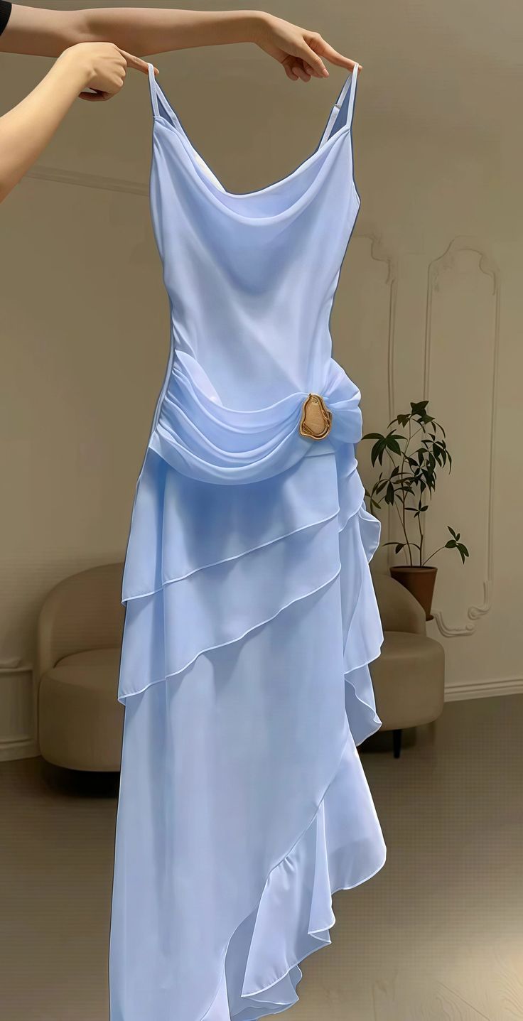 Modest Mermaid Spaghetti Strap Ivory Chiffon Party Dress Pleated Prom Dresses AB143