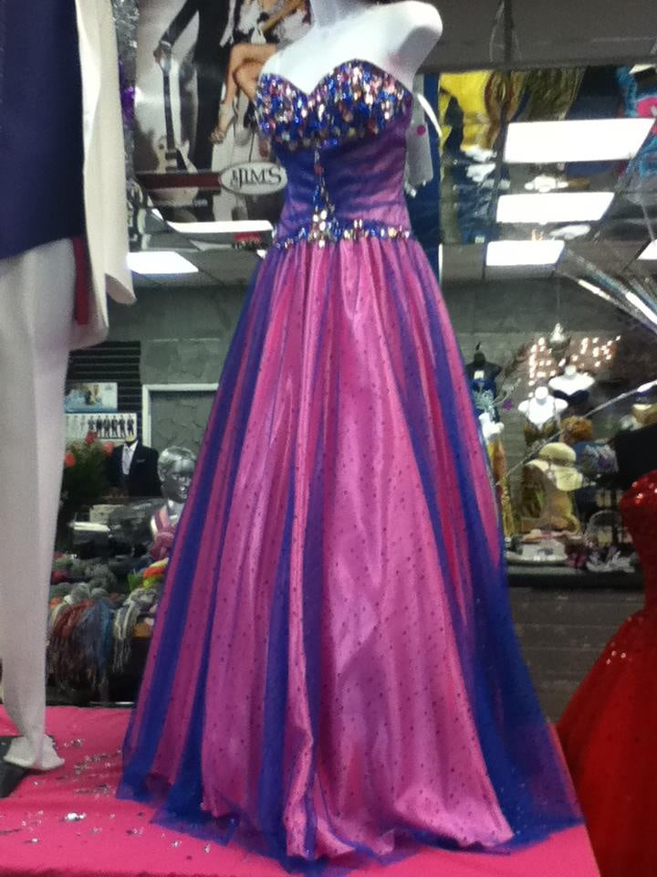 Blue Pink Tulle Prom Dress Ball Gown Sweetheart Princess Party Dresses RB9476