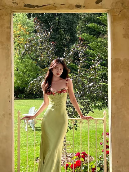 Simple A line Spaghetti Straps Satin Vestido De Desta Verde Green Prom Dresses Wedding Guest Dress N266