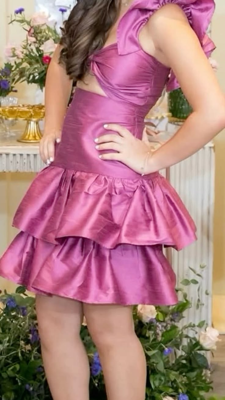 Vintage Hoco Dress Straps Satin Pink Ball Gown Homecoming Party Dress RB9490
