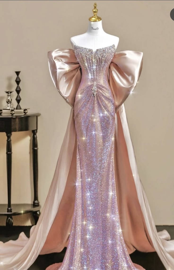 New Women’s Long Prom Dress Mermaid Strapless Pink Sequined Elegant Formal Graduation Party Gown RC0182