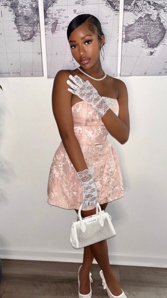 Classy A line Strapless Pink Satin For Black Girls For Teens Women Party Short Mini 18th Birthday Dresses Hoco Outfit RB3781