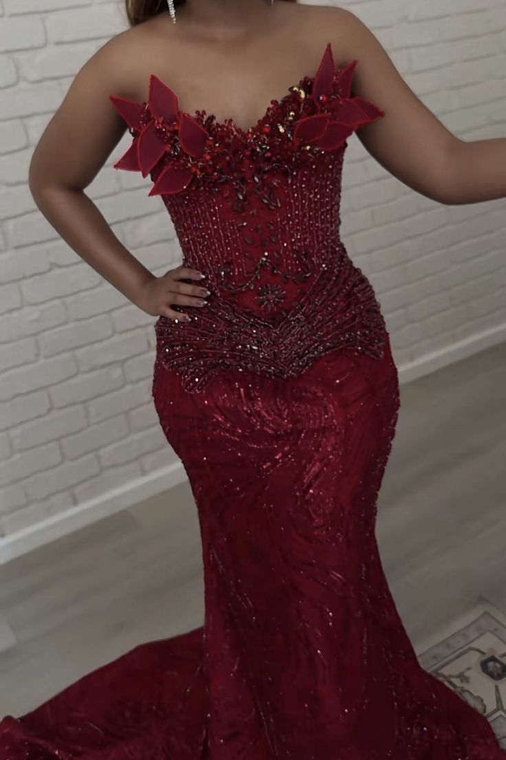 Elegant Mermaid Sweetheart Burgundy Sequins Black Women Party Dresses Long Formal Prom Dresses 20th Birthday Gown AB1301