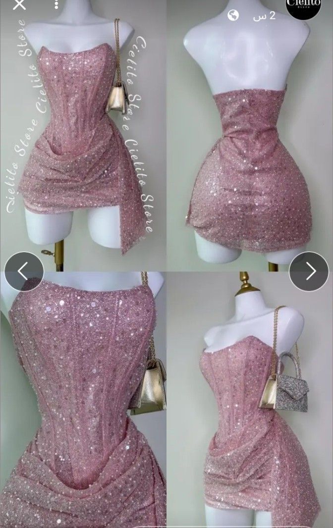 Cute Sheath Strapless Pink Sequin Mini Short Formal 8th Grade Homecoming Dresses Summer Middle School Hoco Dress N4736