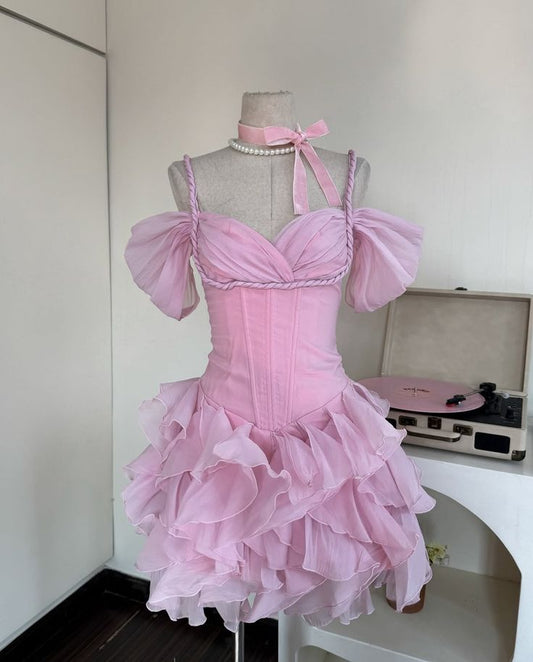 Simple A line Spaghetti Strap Chiffon Party Dress Short Mini 16th Birthday Dresses Hoco Outfits RB3420