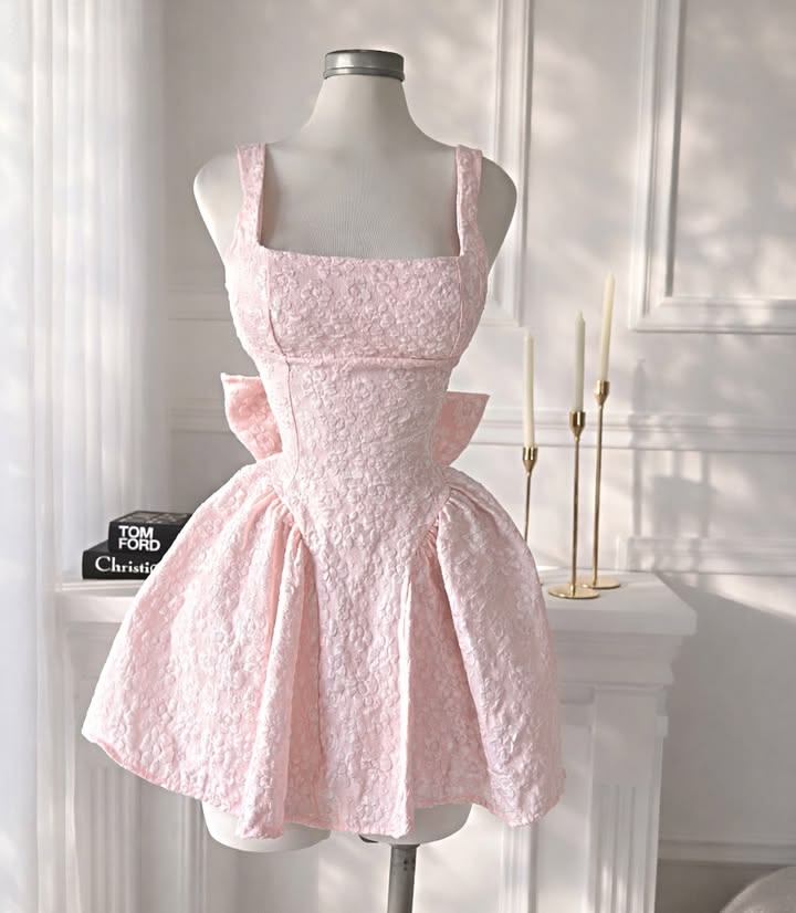 Whimsical Dream A Line Square Neck Pink Hoco Outftis With Bow inspo Short Homecoming Dresses 2026 RB6865