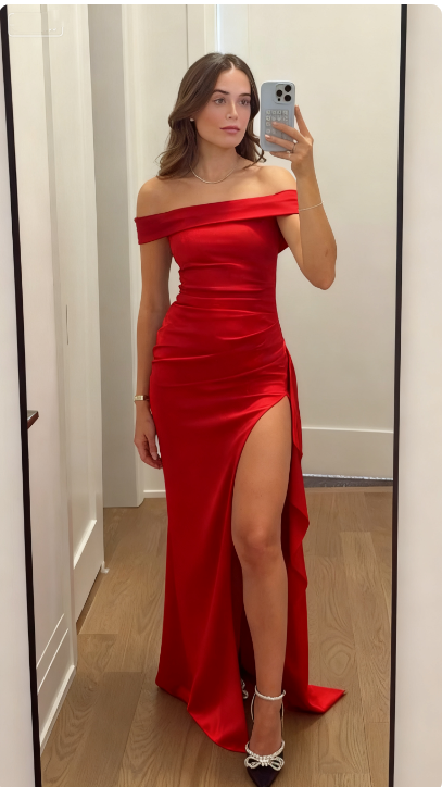 Elegant Mermaid Off The Shoulder Black Slit Prom Dresses Inspiration Unique Party Formal Graduation Dress B496