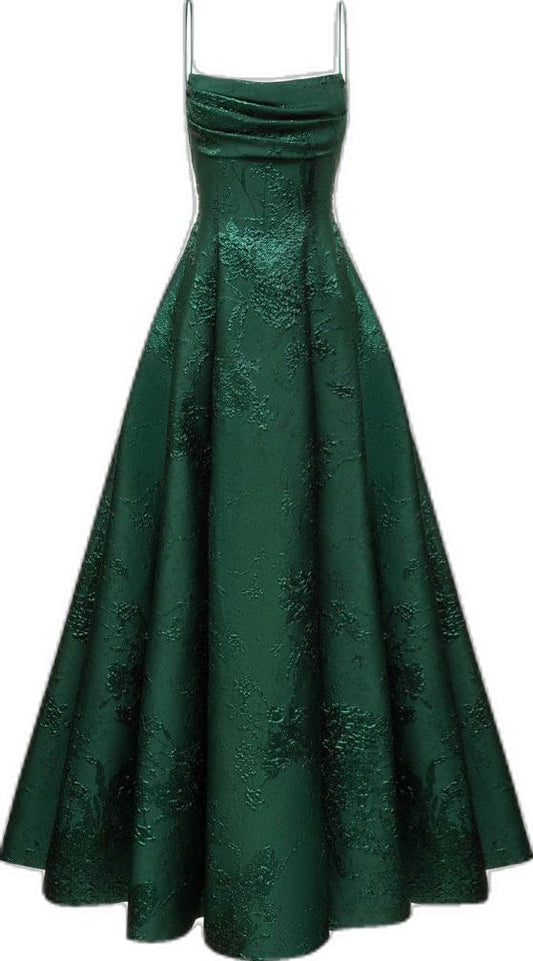 Chic A line Straps Sleeveless Floral Lace Green Prom Dress AB1858