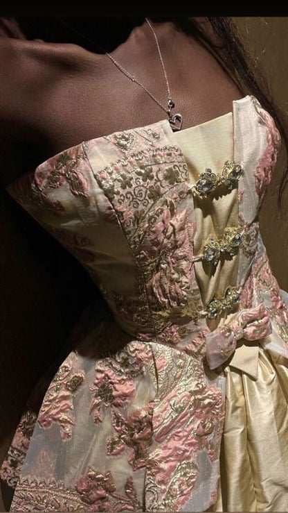 Beautiful Ball Gown Strapless Gold Lace Short Homecoming Dress Inspo Ideas Mini Party Dresses RB6925