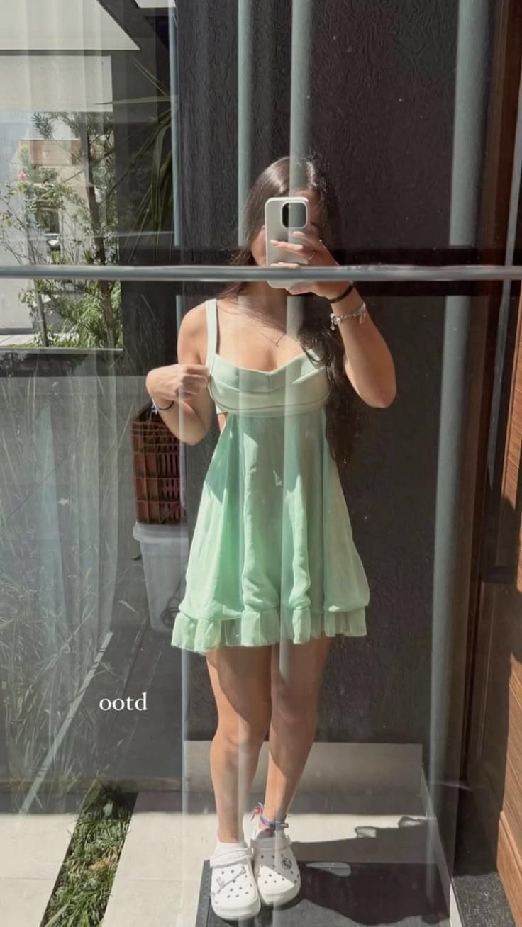 Sweet A Line Straps Mint Green Chiffon Loose-fitting 12th Grad Short Mini Aesthetic Homecoming Dresses RB4403