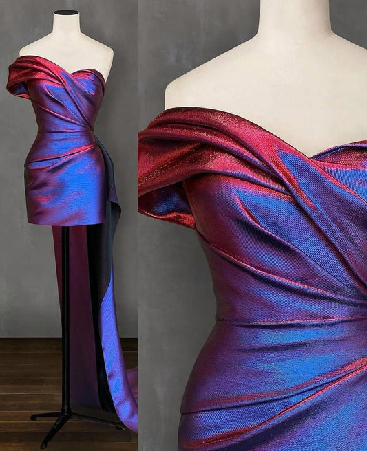 Sexy Sheath Asymmetrical Neck Blue Short 16th Birthday Dress Homecoming Dresses Cocktail Gown AB087