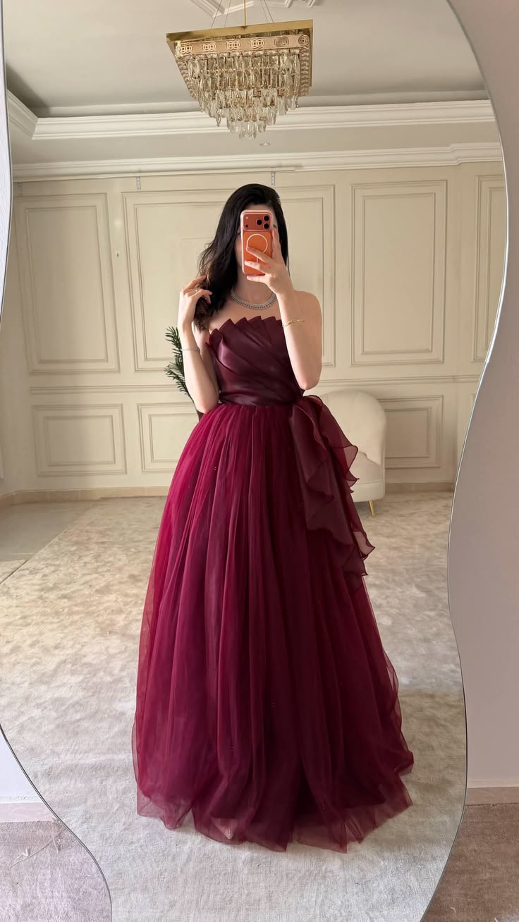 Sweet 16 Dress Ballgown Strapless Burgundy Tulle Sleeveless With Ruched Sweet Sixteen Dress RB9456