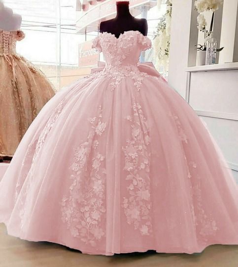 Pink Ball Gown | Luxury Princess Wedding Dress Inspiration Off The Shoulder Quince Dress Quinceanera Dresses Birthday Outfits RB8223