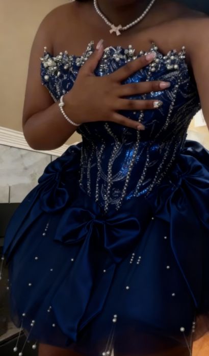 Cute Fashion Ball Gown Strapless Royal Blue With Beading For High Schools Girls Inspo Hoco Dress Homecoming Dresses RB4237
