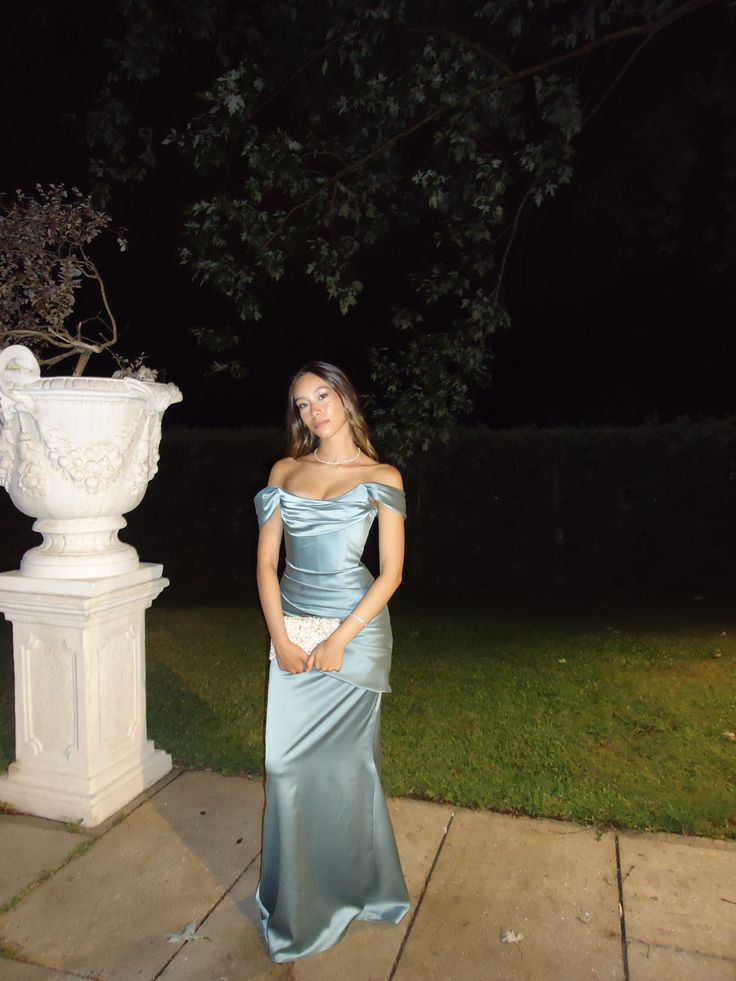 Blue Satin Party Dress Off the Shoulder Long Sexy Prom Dresses Evening Dress AB1563