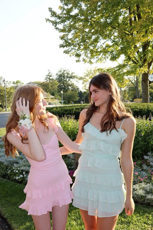 Stunning A Line Straps Chiffon Short Hoco Dress| Elegant Mini Homecoming Party Dresses RB4160