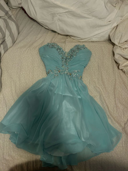 Modest A Line Sweetheart Blue Chiffon Graduation Dresses Short High School For 8th Grade Senior Inspo Homecoming Gown RB3314