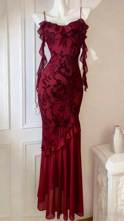 Vintage Mermaid Spaghetti Straps Black Lace Prom Dresses Formal Dress 18th Birthday Outfits Prom Gown RA076