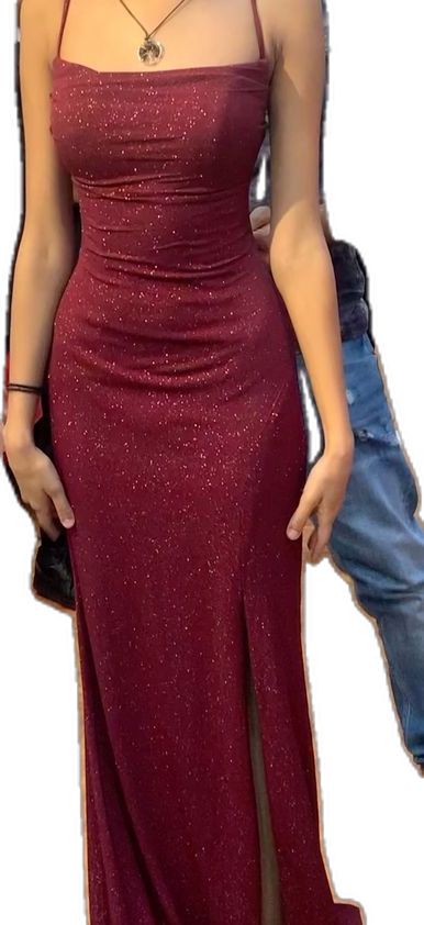Aesthetic Mermaid Spaghetti Strap Wine Burgundy Red Sequins Long Formal Dresses With Slit Evening Prom Dress AB675