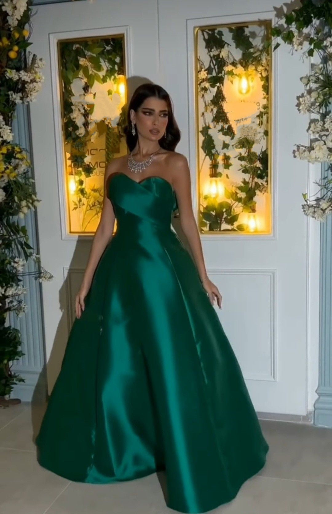 Classy Ball Gown Sweetheart Dark Green Satin Floor Length Long Prom Dresses Graduation 20th Birthday Outfits N103