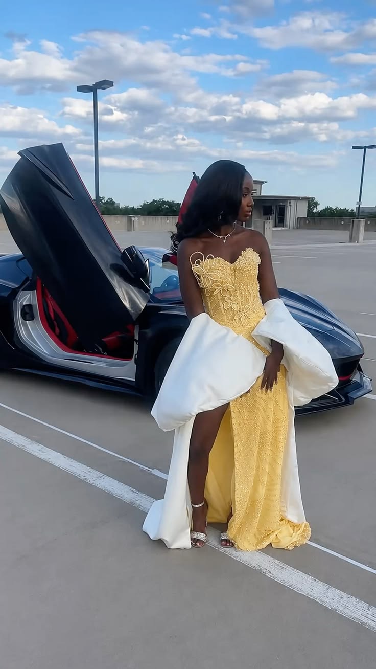 Prom Dress Inspo Stunning Sheath Sweetheart Yellow Evening Gown Slit Formal for Graduation Party RB9471