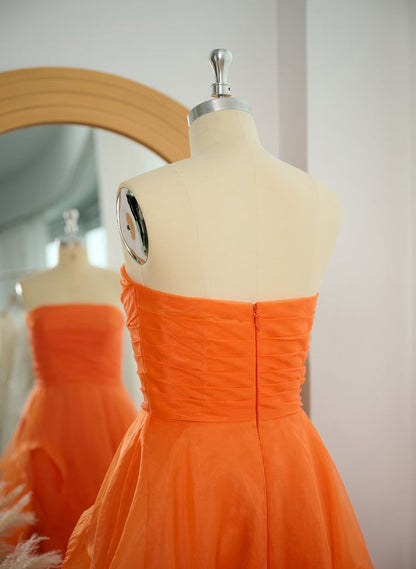 Elegant Ball Gown Strapless Dusty Orange Tulle Evening Women Party Dresses Long Formal Prom Dress 16 Birthday Gown AB1291