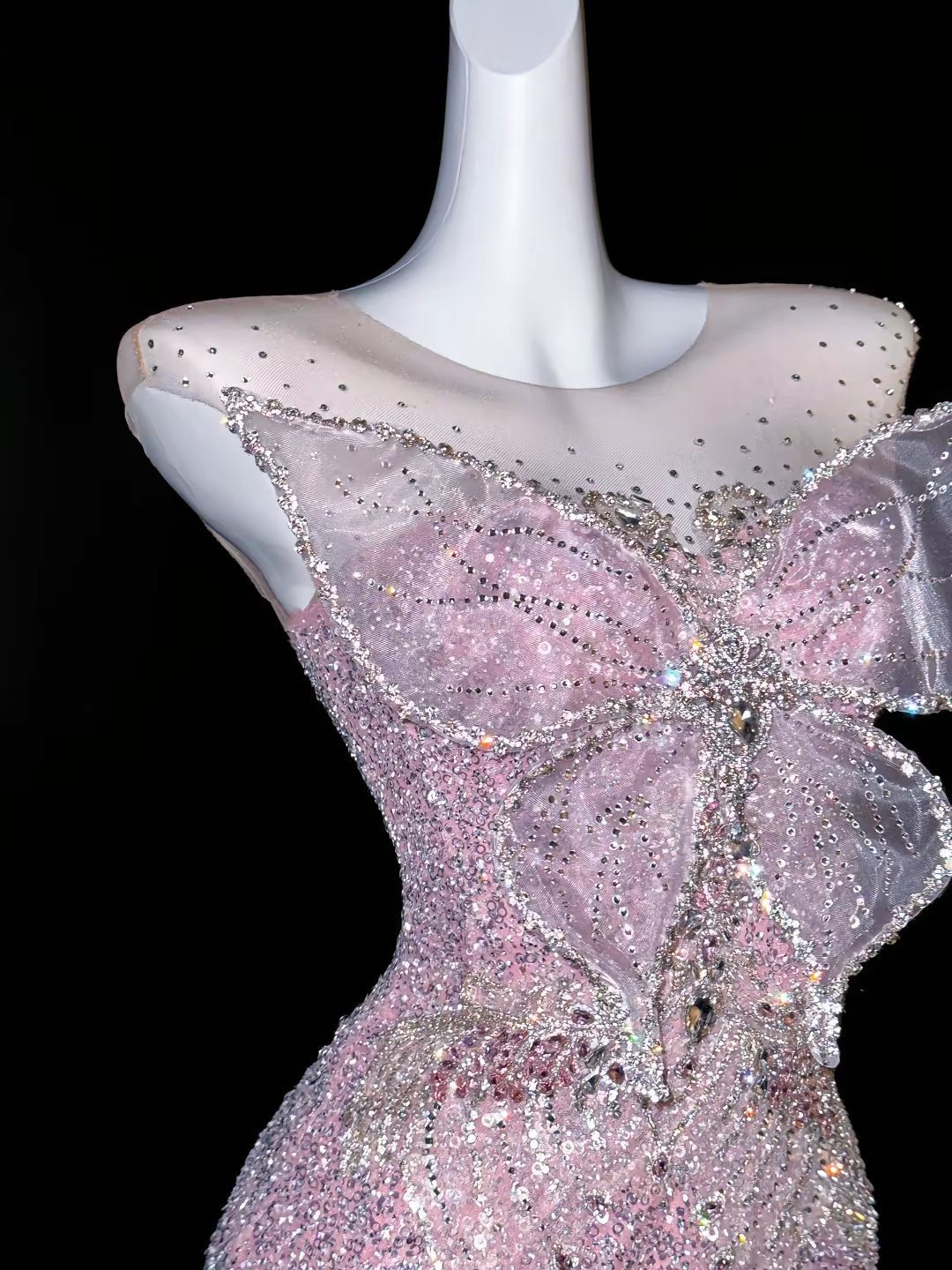 Glittery Mermaid Scoop Pink Glitter Sequin Long Prom Dresses Impress Birthday Outfits Evening Gowns RB8943