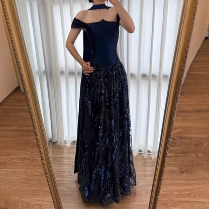 Customized Special Occasion Dress Navy Blue Prom Dresses Luxury Dress Sharon Happy Evening Dresses AB1049