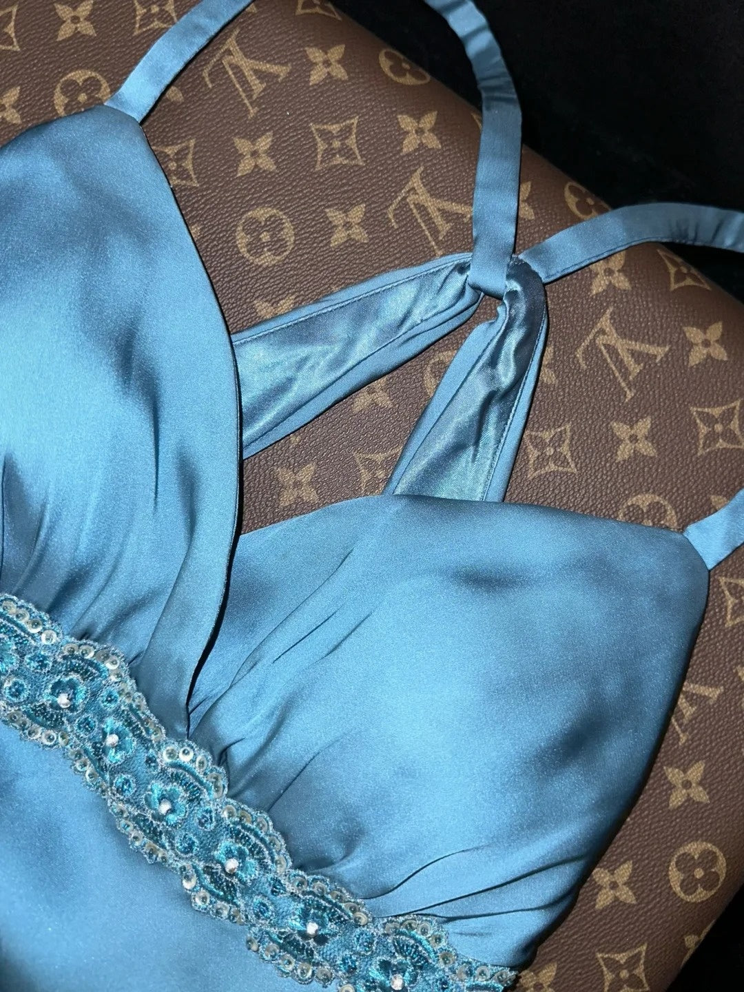Sophisticated Mermaid Spaghetti Straps Blue Chiffon With Beaded School Dances Prom Dresses 8th Grade Formal Outfits RB8459