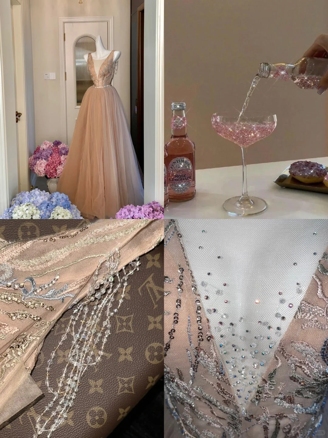 Elegant Ball Gown V Neck Champagne Tulle With Beading School Dances Prom Dresses 8th Grade Formal Outfits Prom Gown RB8461