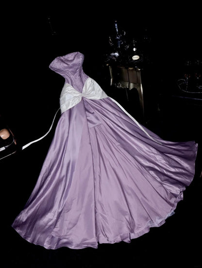 Glamorous Mermaid Strapless Lilac Satin High School Dances Prom Dresses 8th Grade Formal Outfits Evening Dress RB8462