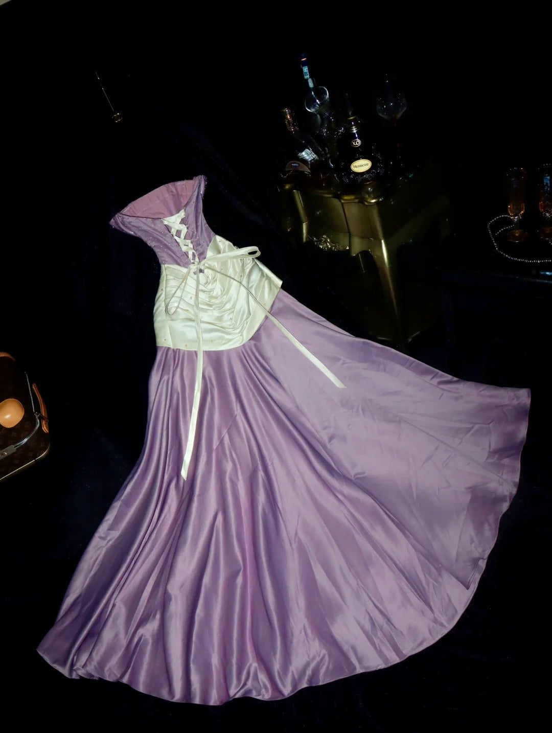 Glamorous Mermaid Strapless Lilac Satin High School Dances Prom Dresses 8th Grade Formal Outfits Evening Dress RB8462
