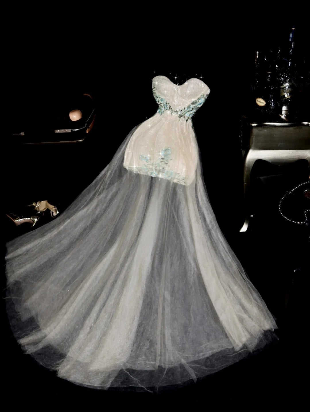 Timeless Sheath Strapless Tulle Short School Dances Prom Dresses 8th Grade Formal Outfits Evening Gown RB8438