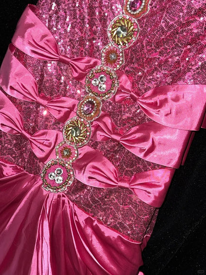 Sophisticated Mermaid Sweetheart Hot Pink Satin With Beaded School Dances Prom Dresses 8th Grade Formal Outfits RB8464
