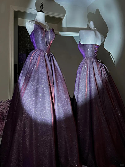 Elegant Ball Gown Sweetheart Lilac Sequin With Silver Corset Fitted Prom Dresses Formal Outfits Evening Night Dress RB8249