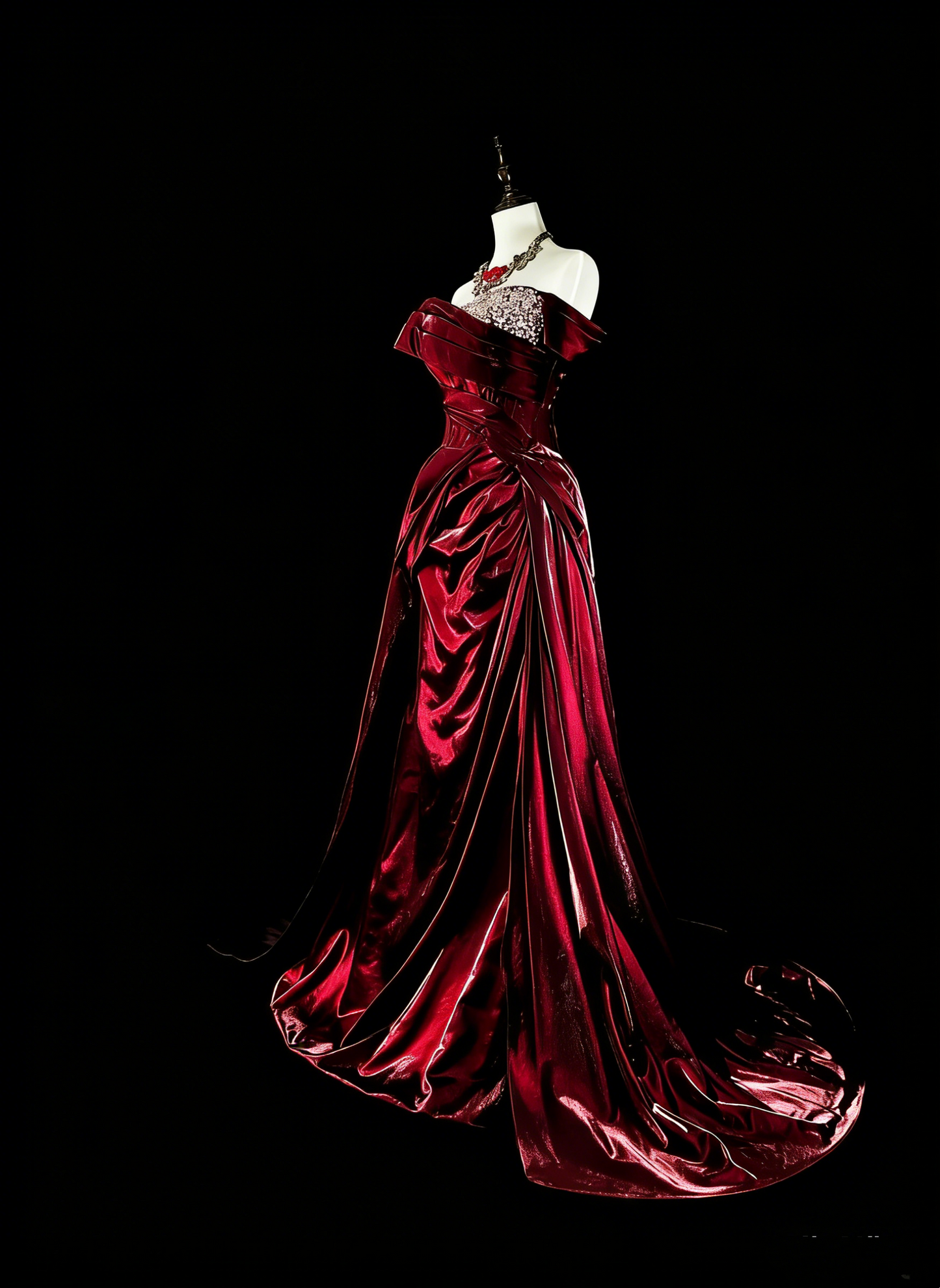 Dreamy Prom Dresses Vintage 90s With Beads Mermaid Off The Shoulder Burgundy Satin Long Formal Outfits N2377