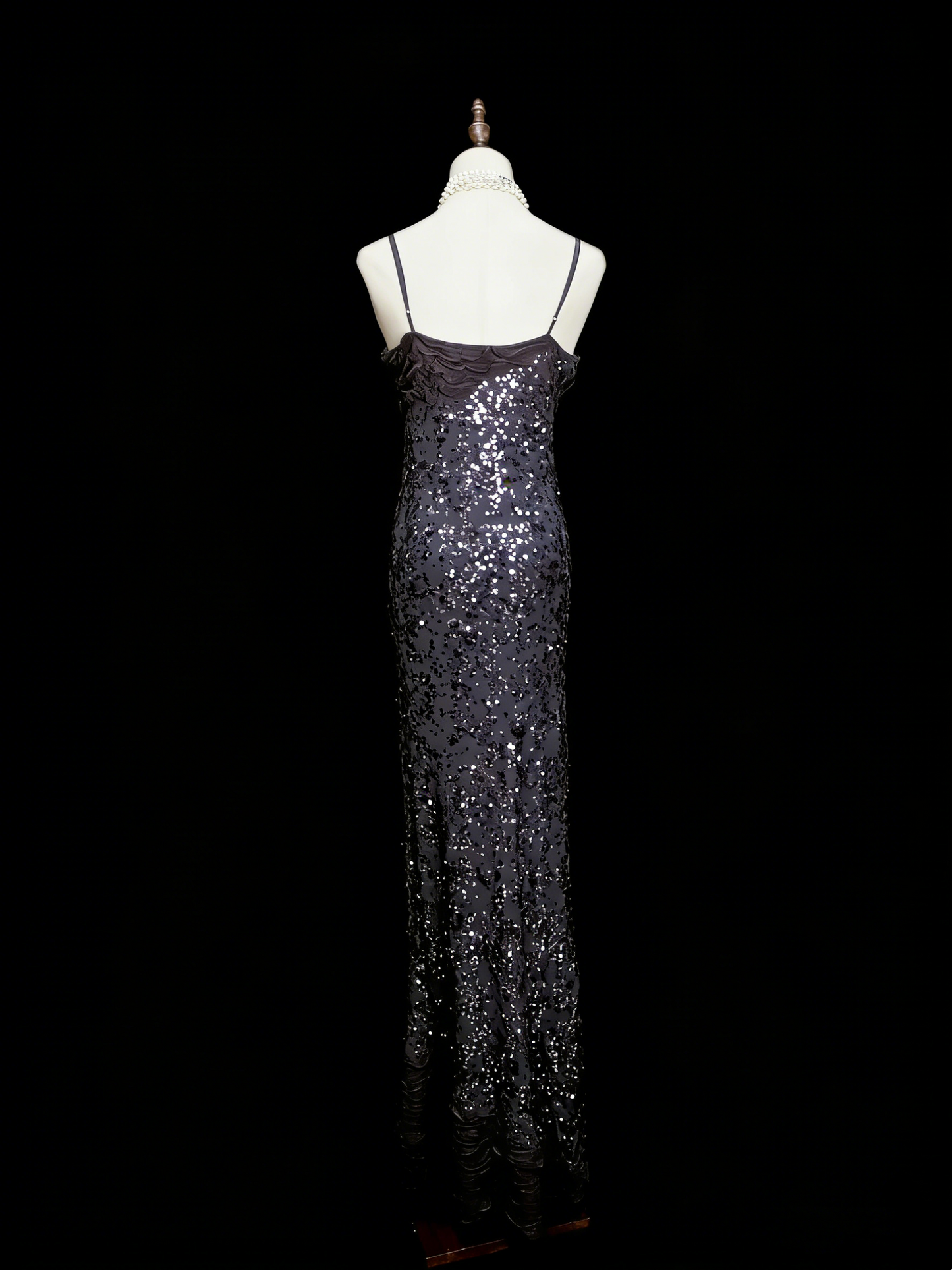 Vintage Fashion Night Aesthetic Mermaid Spaghetti Straps 80s 70s 90s Silver Grey Sequin College Formal Outfit Long Prom Graduation Dresses N1145