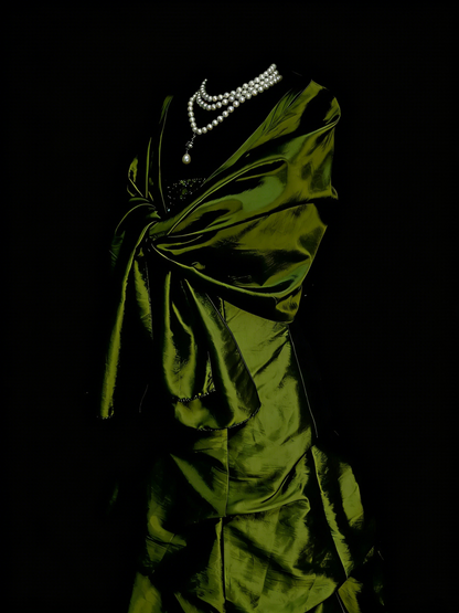 Vintage Prom Dresses Aesthetic 1960s Retro Ball Gown V Neck Olive Green Long Party Dress N2133