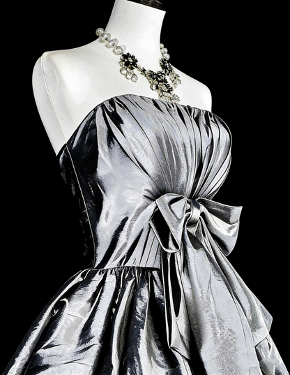 Unique Ball Gown Strapless Silver Gray Mini Short Homecoming Dresses Hoco Cocktail Gowns N3070