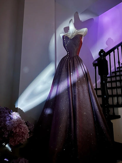 Elegant Ball Gown Sweetheart Lilac Sequin With Silver Corset Fitted Prom Dresses Formal Outfits Evening Night Dress RB8249