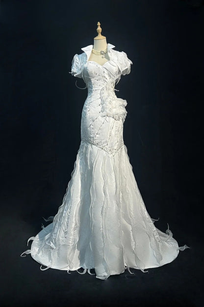 White Prom Dress Inspo Mermaid Sweetheart Beading Long Birthday Outfits Formal Party Gown RC0102